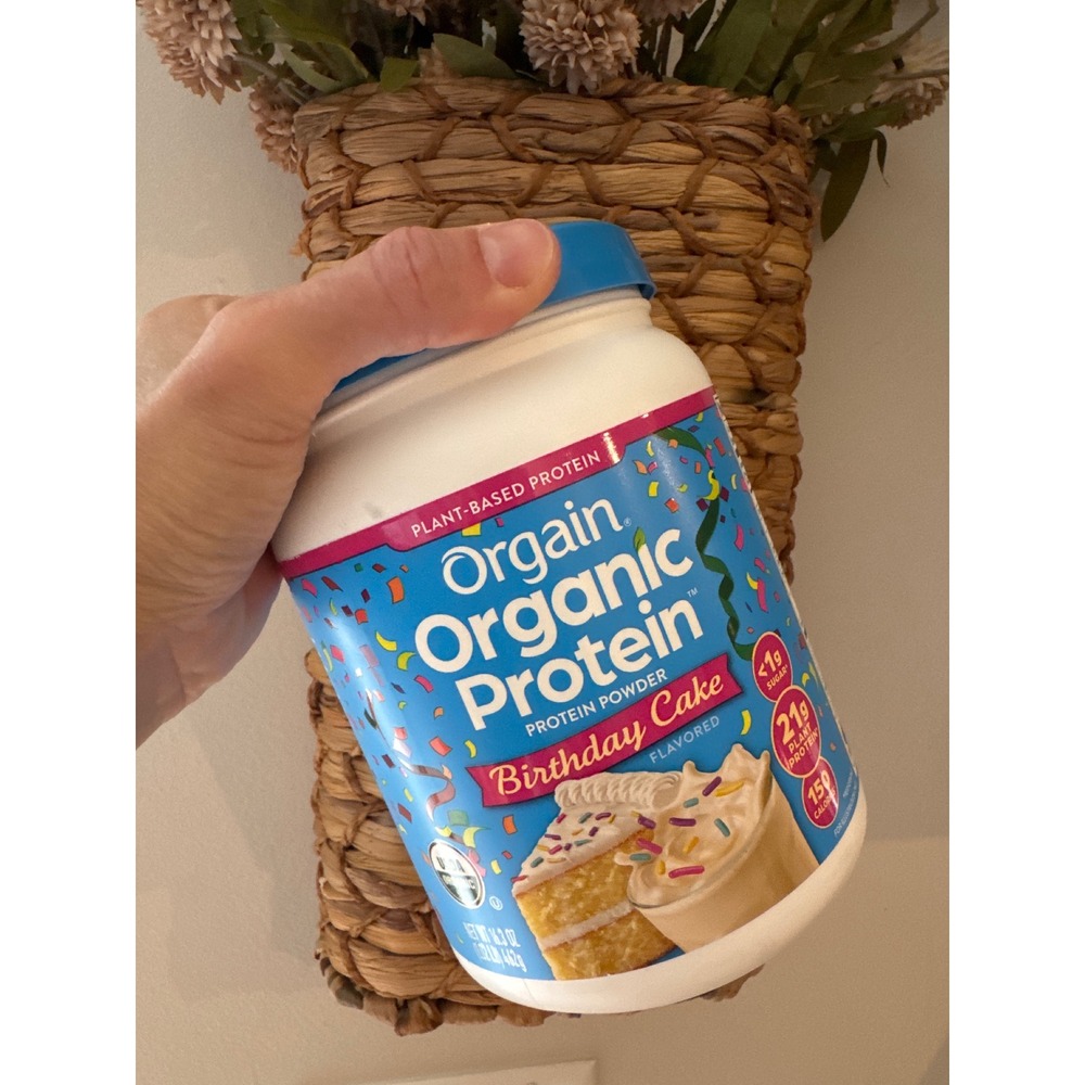 Orgain Organic Plant Based Protein Powder Birthday Cake 16.3 oz Exp 2027